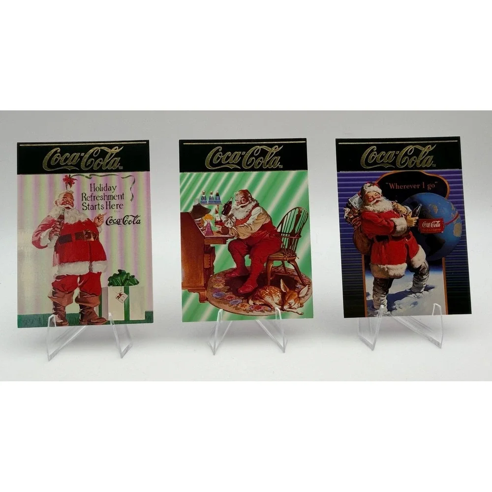 Coca-Cola Series 4 North Pole Santa Trading Cards Lot of 3 Haddon Sundblom SC621